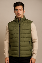 Men's Olive Quilted Puffer Gilet